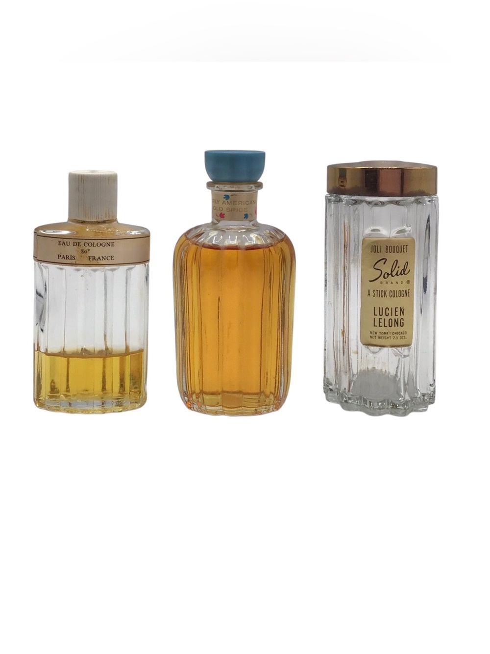 Vintage Perfume Bottle Lot, Le Balenciaga Dix, Old Spice, Lucien Lelong